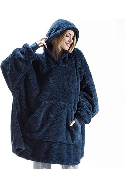 GENERAL TLULY Winter Warm Hoodies Blanket With Sleeves Oversized Women Men Pu...