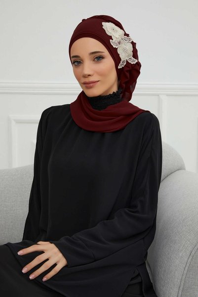 METKAR عمامة شيفون جاهزة مع كشكشة جانبية وإكسسوارات زهور، HT-102، HT-102 بورد...