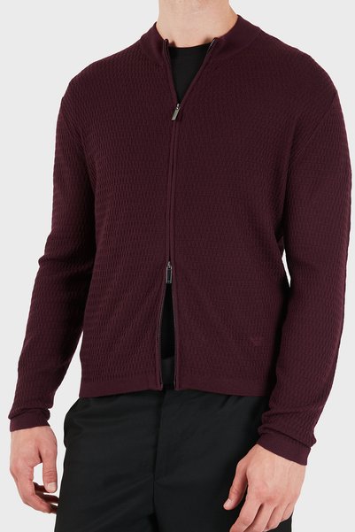 Emporio Armani Logolu % 100 Yün Regular Fit Bisiklet Yaka Hırka Erkek HIRKA E...