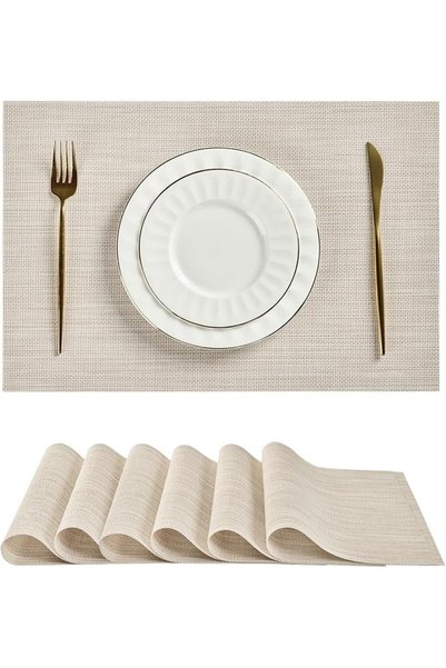 GENERAL Leetaltree Brown with Black Striped Placemats Set of 6 - Heat Resista...