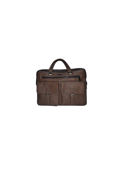 dukidasoturkiye Duki Daso Brown Double Pocket Buckle Unisex Faux Leather Briefcase and Handbag |   Summer T7663 Brown