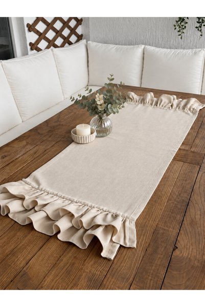 Decamor home İnci Vintage Χωρίς Ραφές Ανοιχτό Μπεζ Ρούχο Επένδυσης με Βολάν