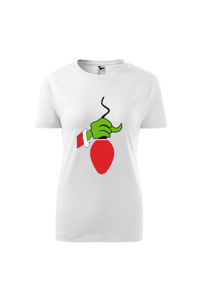 Malfini Tricou personalizat, Grinch #145, Bumbac 100%, Alb, Dama, Marime XL