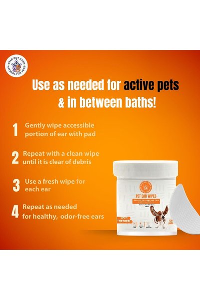 StarDotHash Pet Ear Wipes for Dogs and Cats – Gentle Cleaning Wipes to Remove Wax, Dirt & Odor – Non-Irritating, Alcohol-Free Formula – 130 Soft, Disposable Wipes for Daily Ear Care