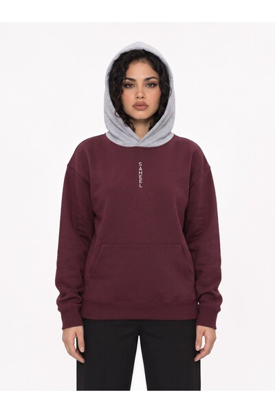 Adax Kamit Hoodie - Burgundy and Light Gray