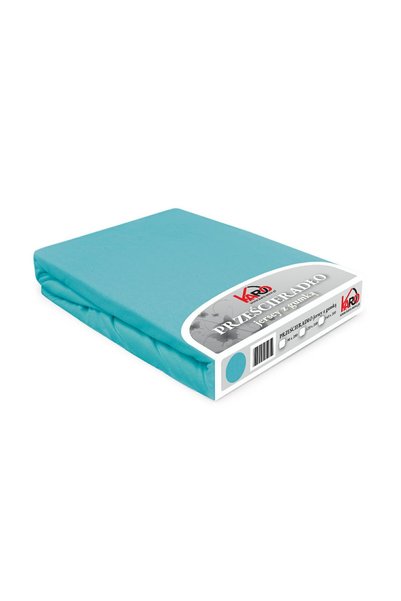 Karo Cearsafjersey cu elastic 120x200cm turcoaz