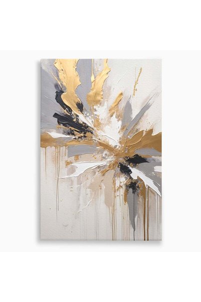 Luxcanva Tablou Canvas Explozie Aurie Abstracta 50x70 cm pe Sasiu Lemn Gri Mo...