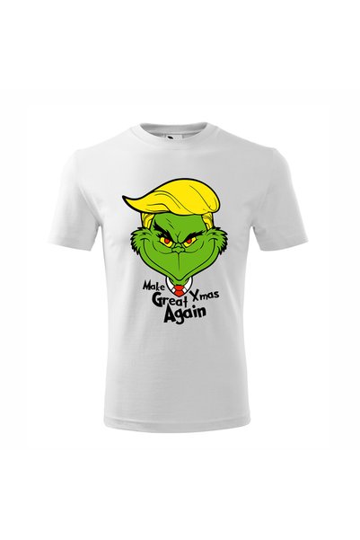 Malfini Tricou personalizat, Grinch # 168, Bumbac 100%, Alb, Barbat, Marime M