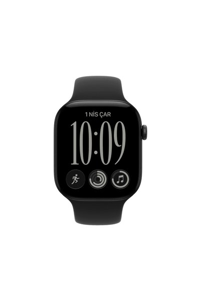 Apple Watch Series 12 GPS 46mm - Siyah Alüminyum Kasa - Siyah Spor Kordon - M/L