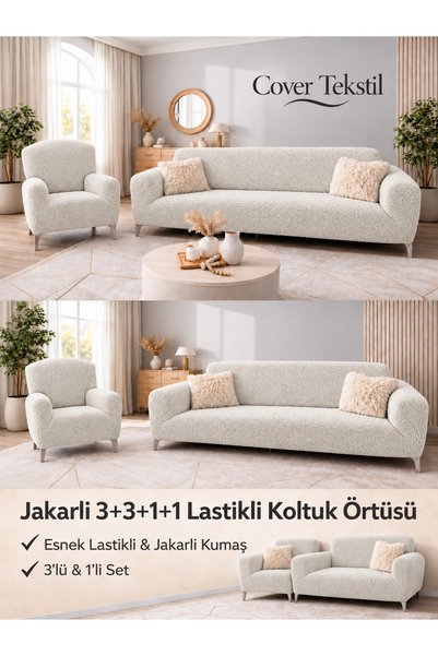 COVER TEKSTİL 3+3+1+1 Sofa Set Cover Sofa Cover 3+3+1+1 Bohemian Fabric
