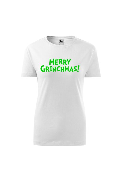 Malfini Tricou personalizat, Grinch #217, Bumbac 100%, Alb, Dama, Marime 3XL