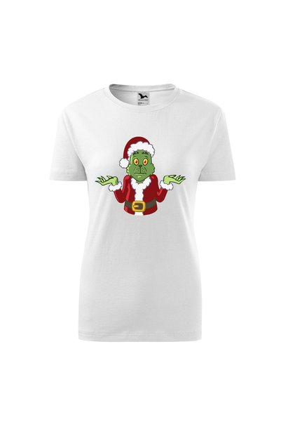 Malfini Tricou personalizat, Grinch #183, Bumbac 100%, Alb, Dama, Marime S