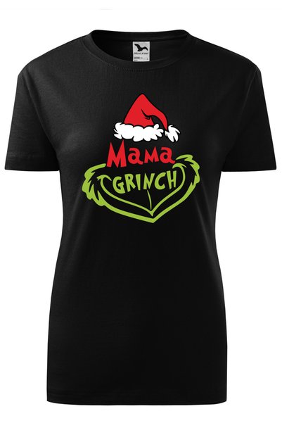 Malfini Tricou personalizat, "Mama Grinch", Negru, Marime XS, Dama