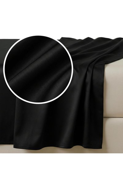 Nitki Cearceaf de pat, Spod Igly i Nitki, satinat, 160x200cm, negru