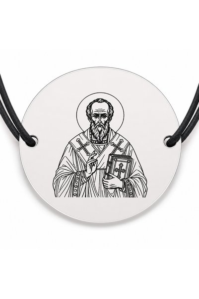 Simoshop Brățară argint 925 cu bănuț Sfântul Ierarh Grigorie Teologul, șnur n...