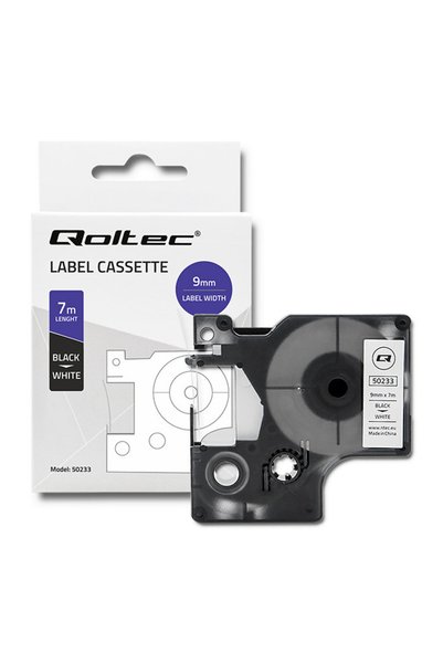 Qoltec Bandă compatibilă DYMO D1 40913, 9 mm x 7 m, albă cu text negru