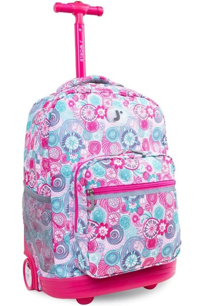 J World New York J World Sunrise Kids Rolling Backpack for Girls Boys. Roller...