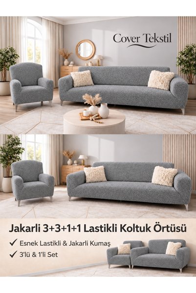 COVER TEKSTİL 3+3+1+1 Sofa Set Cover Sofa Cover 3+3+1+1 Bohemian Fabric