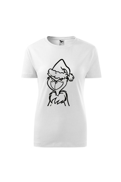 Malfini Tricou personalizat, Grinch #130, Bumbac 100%, Alb, Dama, Marime M