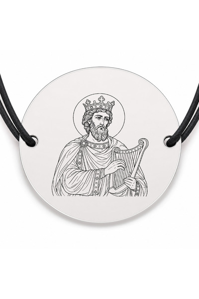 Simoshop Brățară argint 925 cu bănuț Sfântul Prooroc și Împărat David, șnur n...