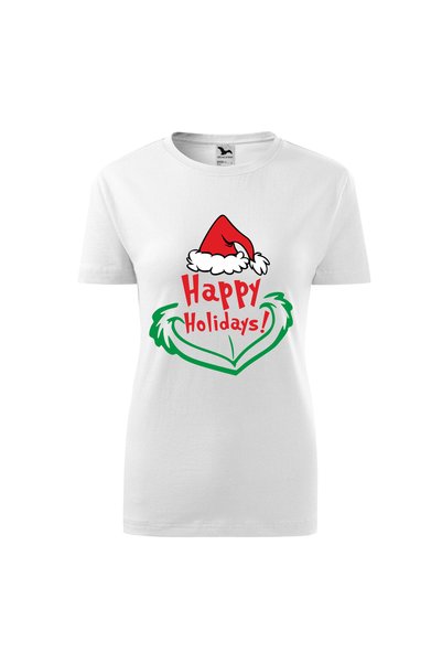 Malfini Tricou personalizat, Grinch #77, Bumbac 100%, Alb, Dama, Marime 2XL