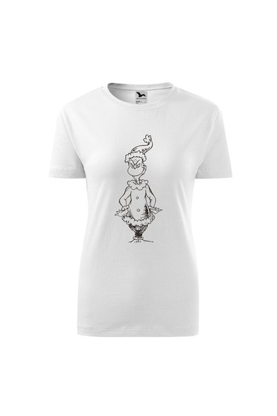 Malfini Tricou personalizat, Grinch #135, Bumbac 100%, Alb, Dama, Marime 2XL