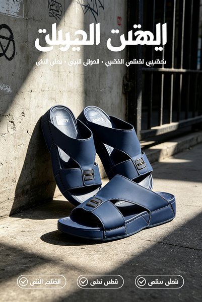 Elite Foot Hub صنادل رجالية انزلاقية مصنوعة في المملكة العربية السعودية، ذات ...