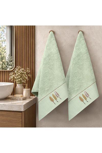 ALTINBAŞAK TEKSTİL Set de prosoape din 2 piese brodate cu frunze de bambus Missi Mint 50x90 Mint