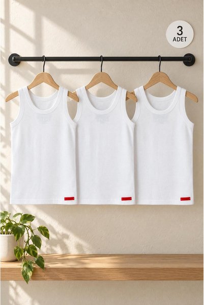 Blackspade Çocuk Termal Atlet 3'lü Paket 2. Seviye (3 Beyaz) Kışlık İçlik