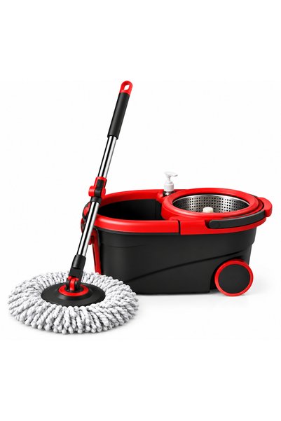 Tonely Star Set Mop Rotativ 360° TONELY cu Găleată, Stoarcere, Coș Inox, Mâne...