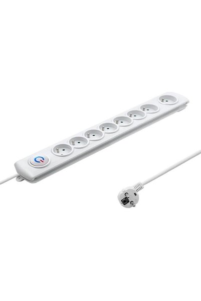 Qoltec Extension cable, qoltec, 8 sockets, 1.5 m, white