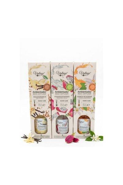 Vintage Set of 3 x Room freshener with sticks 100 ml (Sweet Elegace, Orange B...