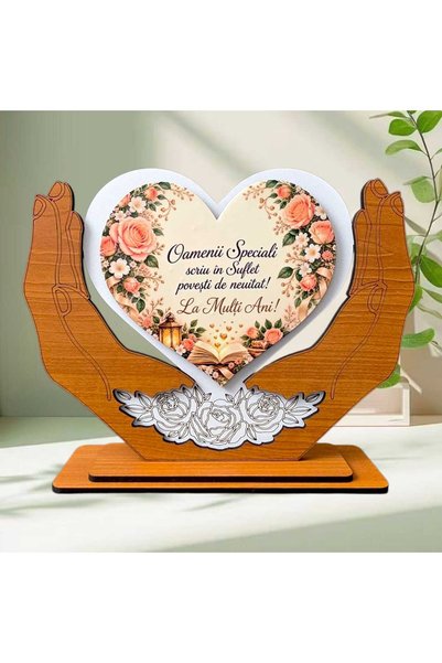 OEM Cadou La Mulți Ani – Decor Inimă cu Palme „Oamenii Speciali”, 20x14 cm