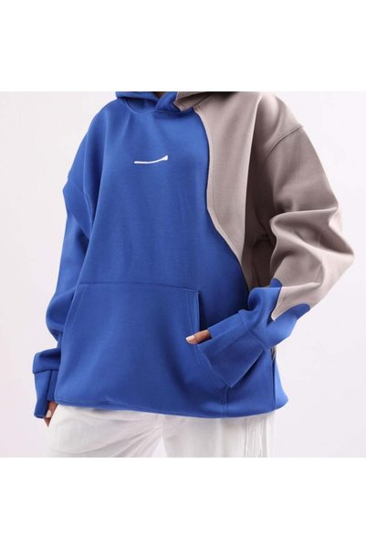 Adax Hoodie Abelq — Royal Blue and Beige