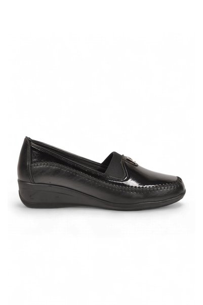 Pierre Cardin Dolgu Topuklu Yan Lastikli Şık Rahat Siyah Kadın Klasik Casual Ayakkabı PC-56171