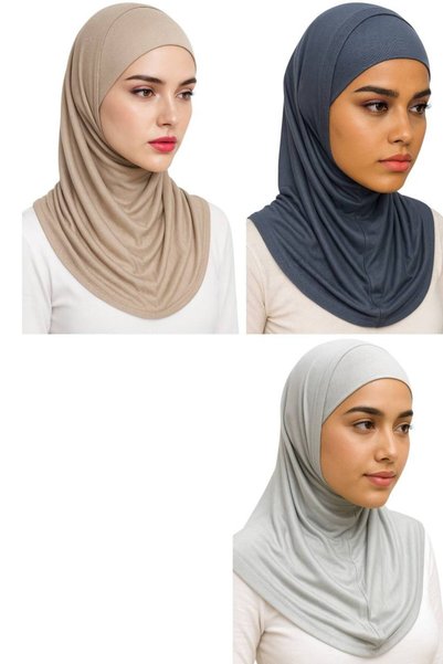 ALDAIYR 3 Pieces Hijab 2 Pieces Lycra Fabric
