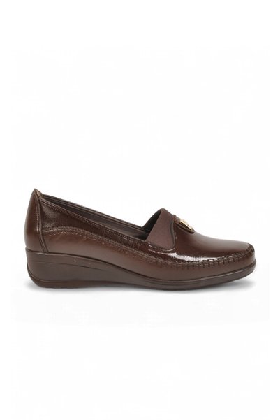 Pierre Cardin Dolgu Topuklu Yan Lastikli Şık Rahat Kahve Kadın Klasik Casual Ayakkabı PC-56171