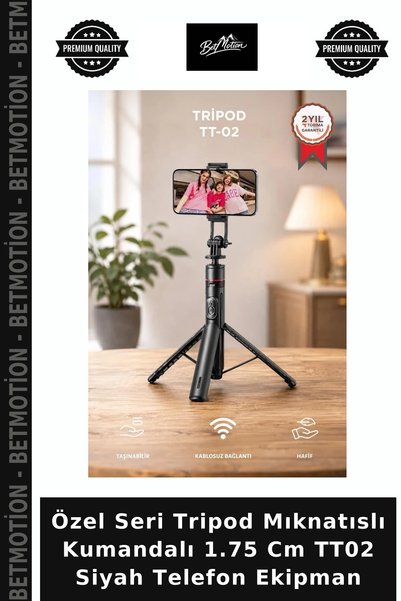 Betmotion Özel Seri Tripod Mıknatıslı Kumandalı 1.75 Cm TT02 Siyah Telefon Ekipman