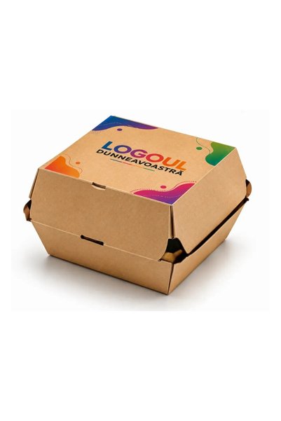 OEM Cutii Burger Personalizate – 13×13×5 CM Natur Personalizat L (400 buc/set...