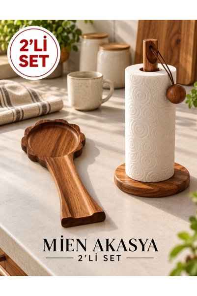 Şen Mobilya Akasya 2’Li Set Akasya Kağıt Havluluk ve Akasya Kirli Kaşıklık