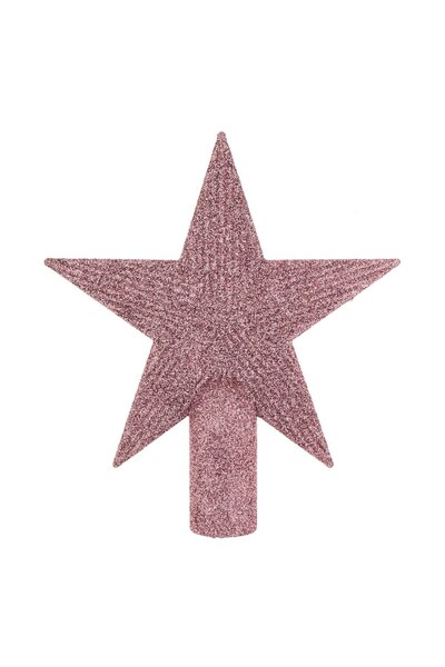 DD SHOP Varf pentru Brad Stea Roz cu Glitter 15cm - Varfuri Bradul Craciun