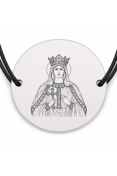Simoshop Brățară argint 925 cu bănuț Sfânta Împărăteasă Alexandra, șnur negru...