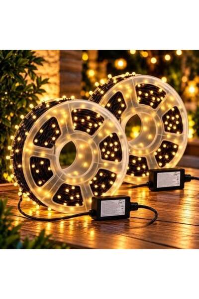 E-ANAMAG Set of 2 LED Installations 100 m, 8 Light Effects, WARM WHITE