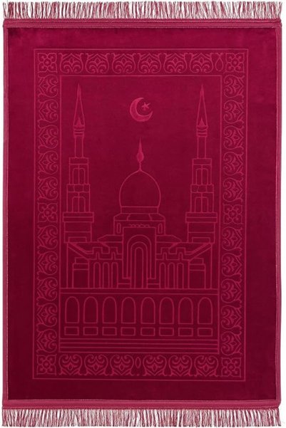 Fabienne سجادة صلاة منقوشة مضادة للانزلاق بسطح مخملي 80 × 120 سم (رمادي فضي)