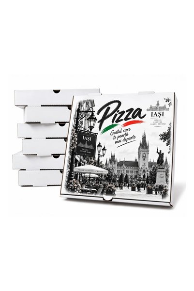 OEM Cutie Pizza 32x32 cm – Imprimată Iaşi – Albă / Kraft – 32 CM ALBA 32 X 32...