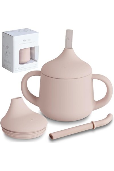 Moonkie Silicone Baby Sippy Cup from 6 Months | with 2 Straws (with & without...