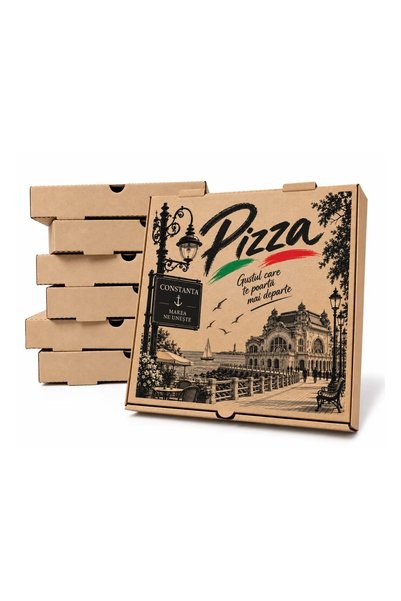 OEM Cutie Pizza 32x32 cm – Imprimată Constanta – Albă / Kraft – 32 CM NATUR 3...