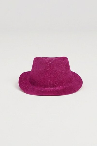 Le Mabelle Pălărie Fedora pentru fete, cu sclipici, fucsia