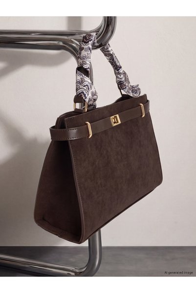LC Waikiki Özmarka New Season Brown Suede Women's Shoulder Bag