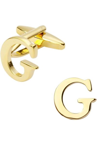 GENERAL Initial Gold Cufflinks for Men – Stainless Steel Monogram Letter Cuff...